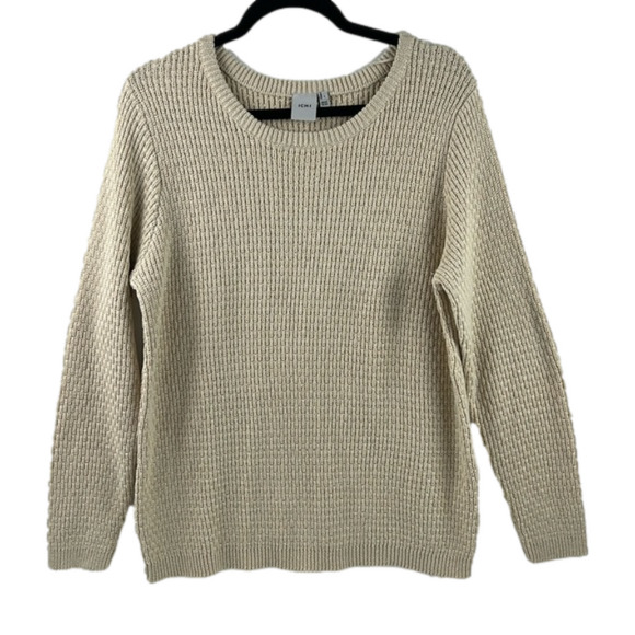Ichi Sweaters - Ichi Women's Basketweave Knit Sweater Size Large